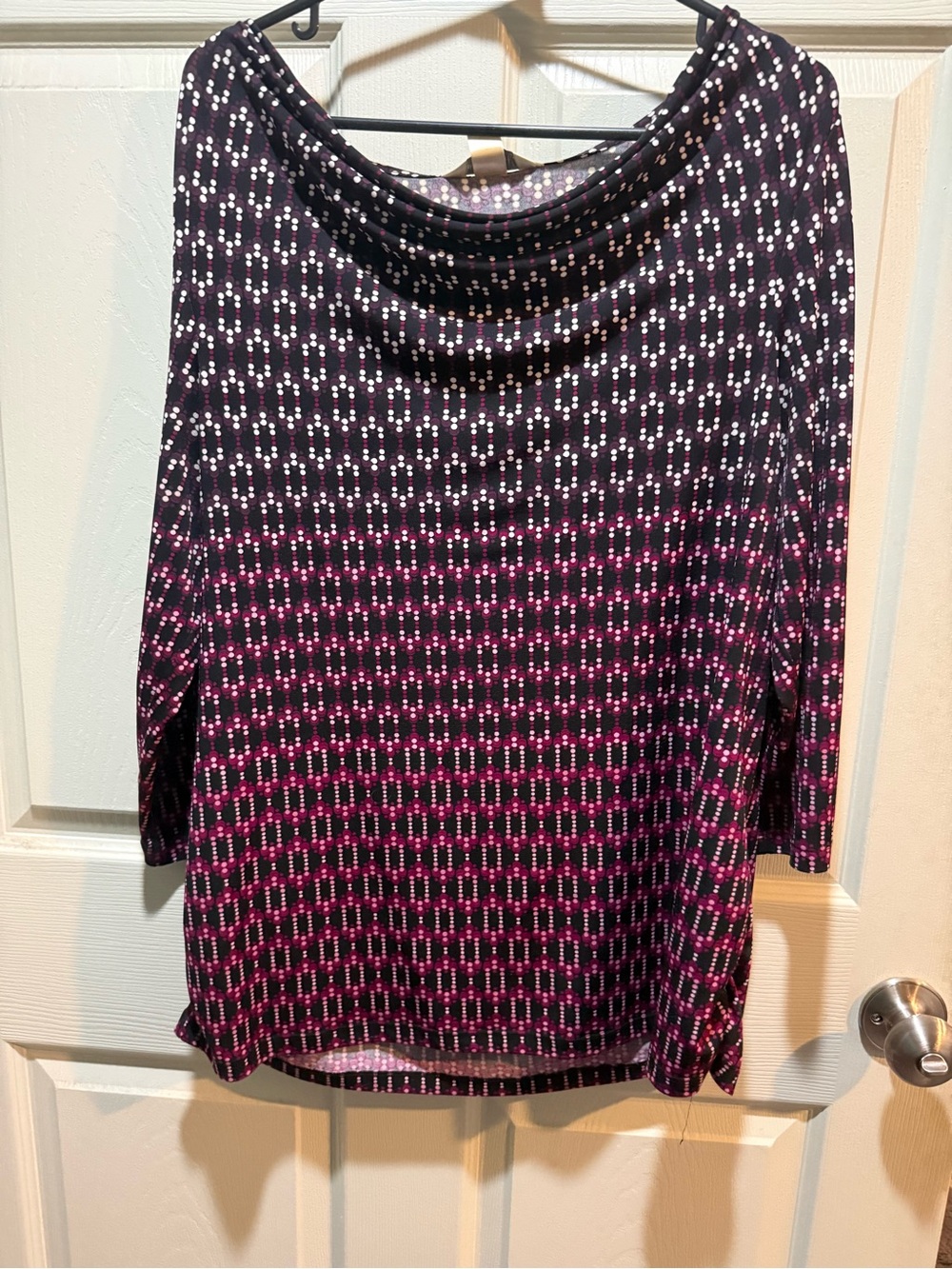 Christopher & Banks Black and Pink Ombre Dot Cowl-Neck Long Sleeve Top